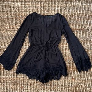 Medium Black Kendall & Kyle Satin Romper